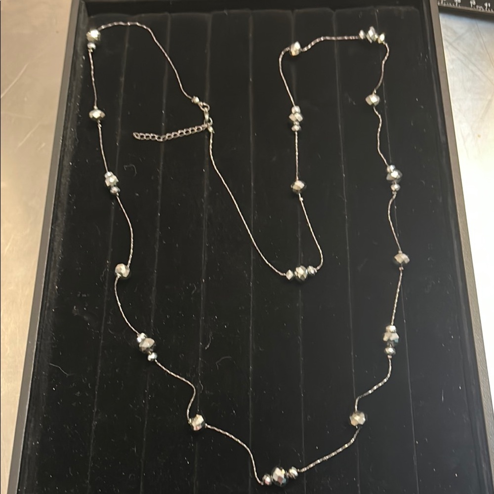 Elegant Silver Beaded Necklace - Picture 2 of 6